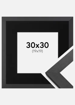 Ramme Graphite Wood 30x30 cm - Passepartout Sort 20x20 cm