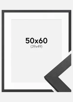 Ramme Graphite Wood 50x60 cm - Passepartout Hvid 40x50 cm