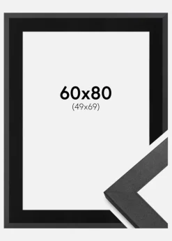 Ramme Graphite Wood 60x80 cm - Passepartout Sort 50x70 cm
