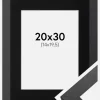 Ramme Graphite Wood 20x30 cm - Passepartout Sort 15x21 cm (A5)