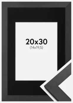 Ramme Graphite Wood 20x30 cm - Passepartout Sort 15x21 cm (A5)
