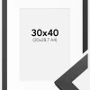 Ramme Graphite Wood 30x40 cm - Passepartout Hvid 21x29,7 cm (A4)
