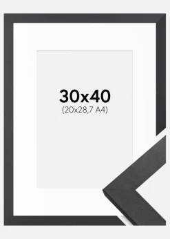 Ramme Graphite Wood 30x40 cm - Passepartout Hvid 21x29,7 cm (A4)
