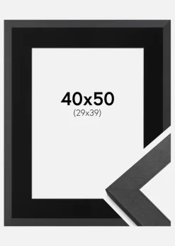 Ramme Graphite Wood 40x50 cm - Passepartout Sort 30x40 cm