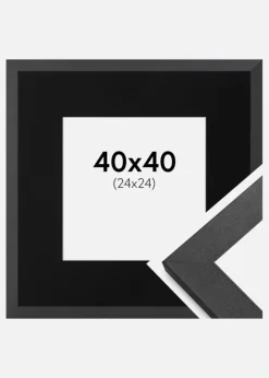 Ramme Graphite Wood 40x40 cm - Passepartout Sort 25x25 cm