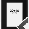 Ramme Graphite Wood 30x40 cm - Passepartout Sort 20x30 cm