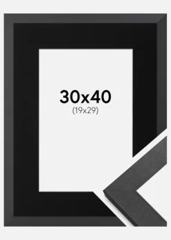 Ramme Graphite Wood 30x40 cm - Passepartout Sort 20x30 cm