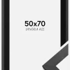 Ramme Graphite Wood 50x70 cm - Passepartout Sort 42x59,4 cm (A2)