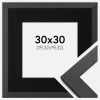 Ramme Graphite Wood 30x30 cm - Passepartout Sort 8x8 inches