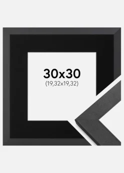 Ramme Graphite Wood 30x30 cm - Passepartout Sort 8x8 inches