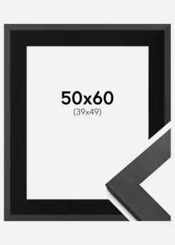 Ramme Graphite Wood 50x60 cm - Passepartout Sort 40x50 cm