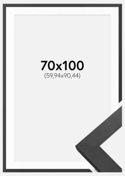 Ramme Graphite Wood 70x100 cm - Passepartout Hvid 24x36 inches