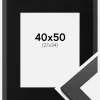 Ramme Graphite Wood 40x50 cm - Passepartout Sort 28x35 cm