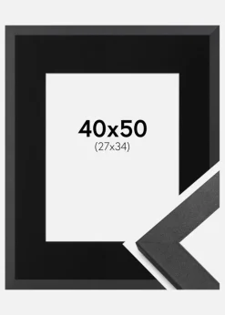 Ramme Graphite Wood 40x50 cm - Passepartout Sort 28x35 cm