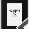 Ramme Graphite Wood 42x59,4 cm (A2) - Passepartout Sort 25x38 cm