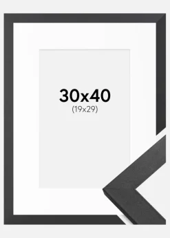 Ramme Graphite Wood 30x40 cm - Passepartout Hvid 20x30 cm