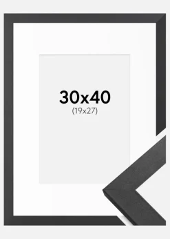 Ramme Graphite Wood 30x40 cm - Passepartout Hvid 20x28 cm