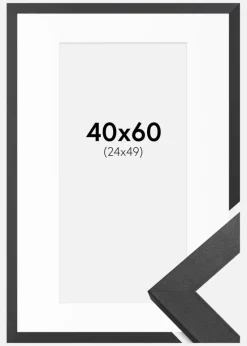Ramme Graphite Wood 40x60 cm - Passepartout Hvid 25x50 cm