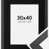 Ramme Graphite Wood 30x40 cm - Passepartout Sort 21x29,7 cm (A4)