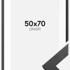 Ramme Graphite Wood 50x70 cm - Passepartout Hvid 40x60 cm