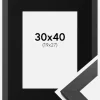 Ramme Graphite Wood 30x40 cm - Passepartout Sort 20x28 cm