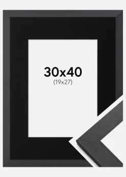Ramme Graphite Wood 30x40 cm - Passepartout Sort 20x28 cm