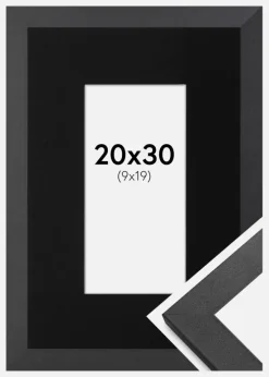 Ramme Graphite Wood 20x30 cm - Passepartout Sort 10x20 cm