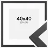 Ramme Graphite Wood 40x40 cm - Passepartout Hvid 30x30 cm