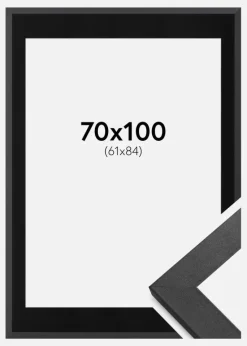 Ramme Graphite Wood 70x100 cm - Passepartout Sort 62x85 cm