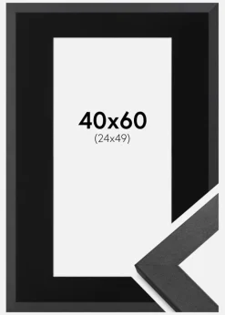 Ramme Graphite Wood 40x60 cm - Passepartout Sort 25x50 cm