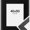 Ramme Graphite Wood 40x50 cm - Passepartout Sort 27x35 cm