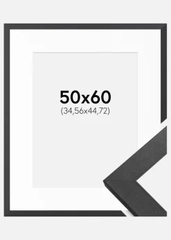 Ramme Graphite Wood 50x60 cm - Passepartout Hvid 14x18 inches