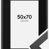 Ramme Graphite Wood 50x70 cm - Passepartout Sort 33x56 cm