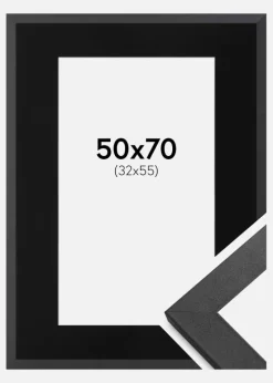 Ramme Graphite Wood 50x70 cm - Passepartout Sort 33x56 cm