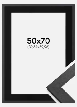 Ramme Graphite Wood 50x70 cm - Passepartout Sort 16x24 inches