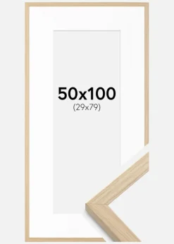 Ramme Grimsåker Eg 50x100 cm - Passepartout Hvid 30x80 cm