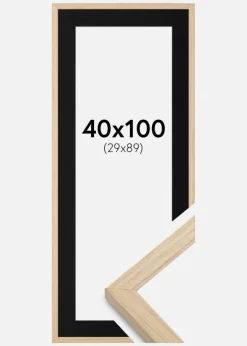 Ramme Grimsåker Eg 40x100 cm - Passepartout Sort 30x90 cm