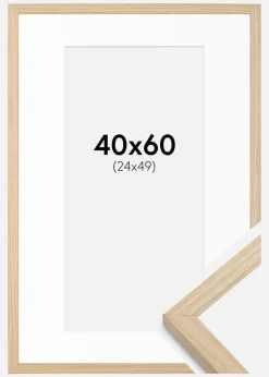 Ramme Grimsåker Eg 40x60 cm - Passepartout Hvid 25x50 cm