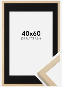 Ramme Grimsåker Eg 40x60 cm - Passepartout Sort 32,9x48,3 cm (A3+)