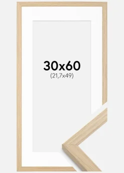 Ramme Grimsåker Eg 30x60 cm - Passepartout Hvid 22,7x50 cm