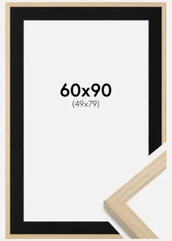 Ramme Grimsåker Eg 60x90 cm - Passepartout Sort 50x80 cm
