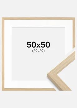 Ramme Grimsåker Eg 50x50 cm - Passepartout Hvid 40x40 cm