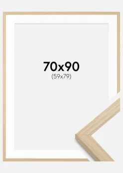 Ramme Grimsåker Eg 70x90 cm - Passepartout Hvid 60x80 cm
