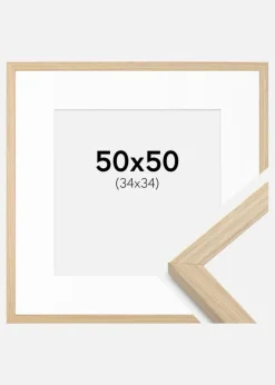 Ramme Grimsåker Eg 50x50 cm - Passepartout Hvid 35x35 cm
