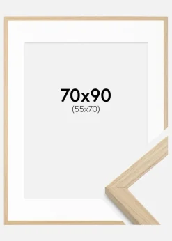 Ramme Grimsåker Eg 70x90 cm - Passepartout Hvid 56x71 cm