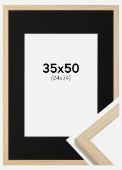 Ramme Grimsåker Eg 35x50 cm - Passepartout Sort 25x35 cm