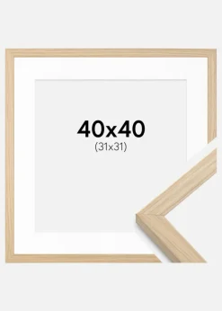 Ramme Grimsåker Eg 40x40 cm - Passepartout Hvid 32x32 cm