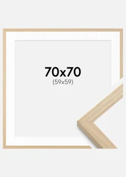 Ramme Grimsåker Eg 70x70 cm - Passepartout Hvid 60x60 cm