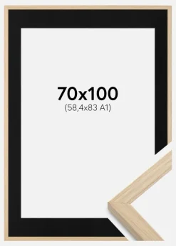 Ramme Grimsåker Eg 70x100 cm - Passepartout Sort 59,4x84 cm (A1)