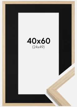 Ramme Grimsåker Eg 40x60 cm - Passepartout Sort 25x50 cm